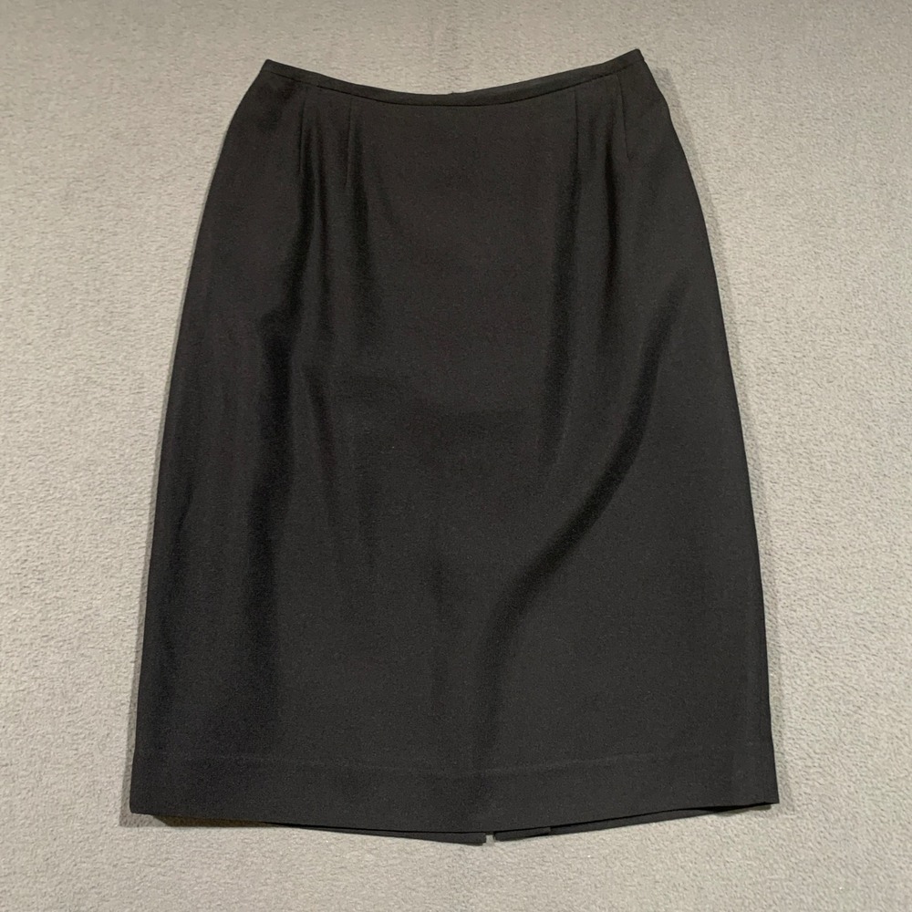 Kasper & Company ASL Black Pencil Skirt Womens 10 Lined Knee Length Back Vent